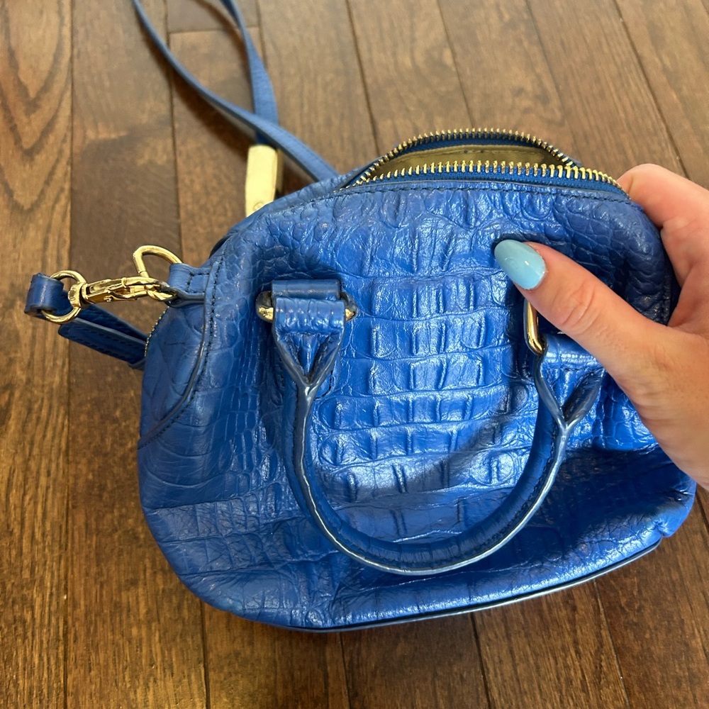 Blue Crocodile-Embossed Women's Bag